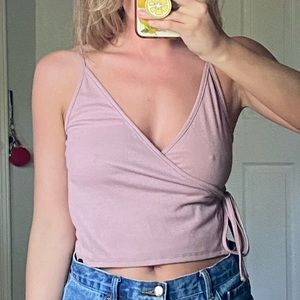 Pink wrap crop top